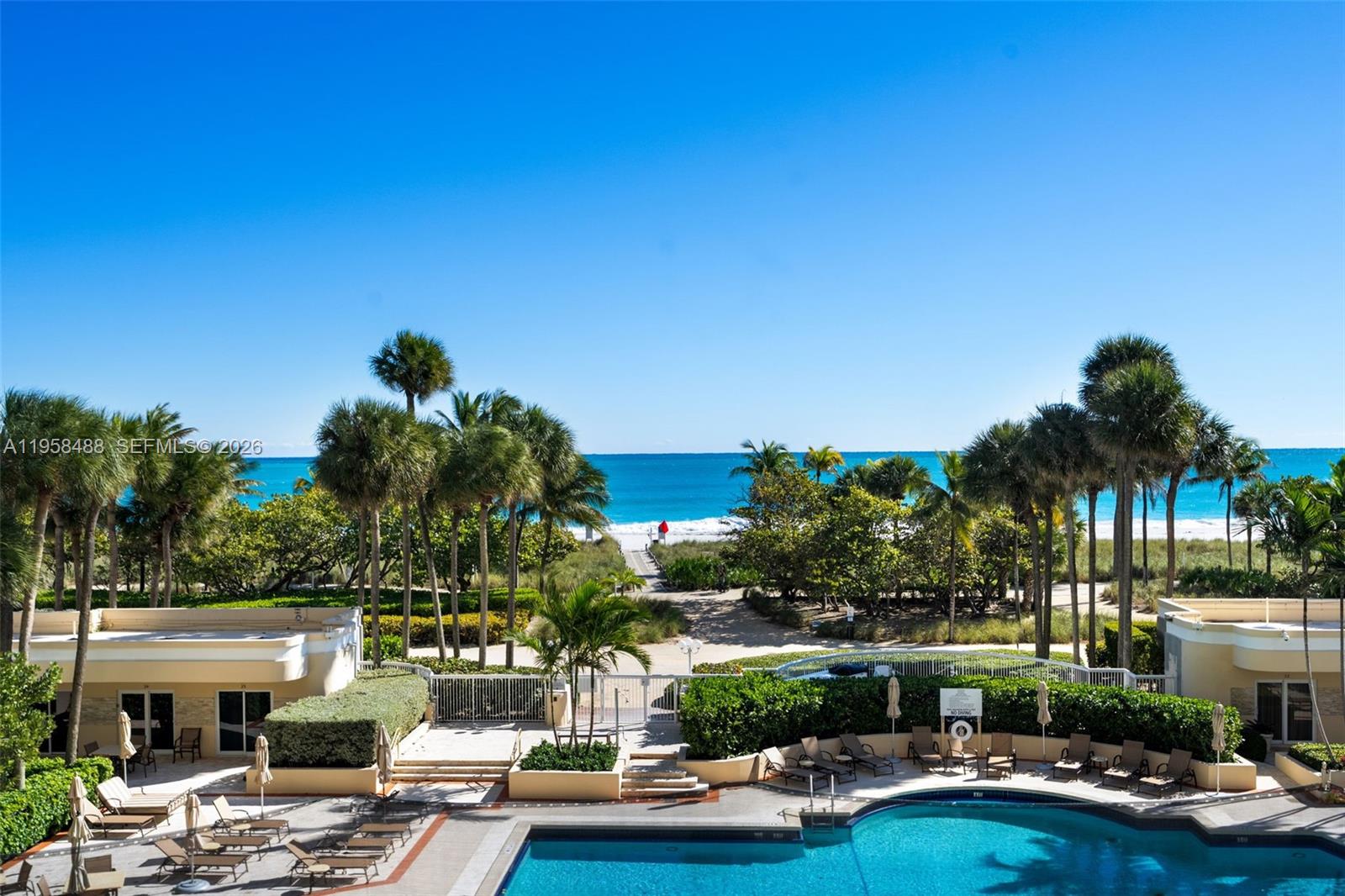 Great Deal ! Accessed via private elevator, this beautiful three-bedroom, three-and-a-half-bath east–west flow-through residence offers serene ocean, pool and lush treetop canopy views —ideal for those who appreciate living immersed in a tropical setting. Thoughtfully remodeled, the home features three ensuite bedrooms, a powder room, white oak flooring, and rich dark wood millwork throughout.The residence is equipped with automated lighting, sound, and motorized blinds, and showcases Miele appliances. The primary suite is a true retreat, featuring a spacious bedroom and a grand marble bath designed with distinct his-and-hers spaces unified by a shared shower, along with two walk-in closets. Offered unfurnished and AS-IS. Photo gallery reflects the residence before and after furniture removal.The beachfront building is ideally located steps from the world-renowned Bal Harbour Shops and Harding District. Amenities include spa services, private restaurant, valet, 24-hour security, pool and beach service, tennis courts, and more.Building envelope renovations are underway. The unit balconies are currently under construction. Check attached property reports.