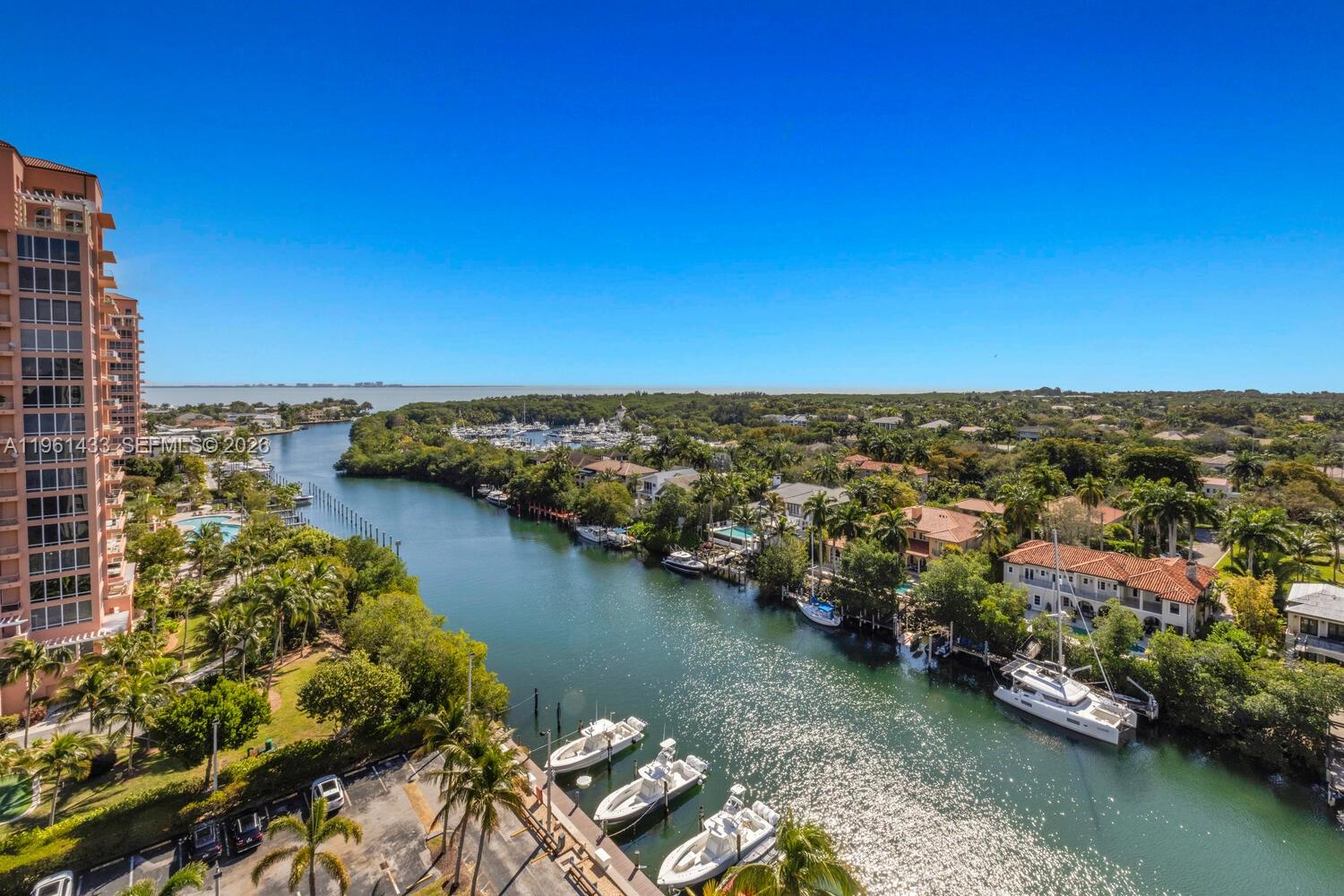 An exceptional opportunity to own a front/center Penthouse unit in one of Coral Gables’ most iconic residential condo buildings Gables Waterway Towers located in a peaceful, residential neighborhood within walking distance to Coconut Grove, minutes to South Miami and downtown Coral Gables. Enjoy breathtaking water views of Biscayne Bay from a dining terrace overlooking a resort-style pool and boat dock. This PH condo features high ceilings, a split floor plan, new floors and spacious living areas with amazing tropical perspectives. Superb building amenities include 24/7 security, valet, gym, pool, game room, community/party room + 1 assigned gated parking space. Top public and private schools. Truly a great lifestyle opportunity.