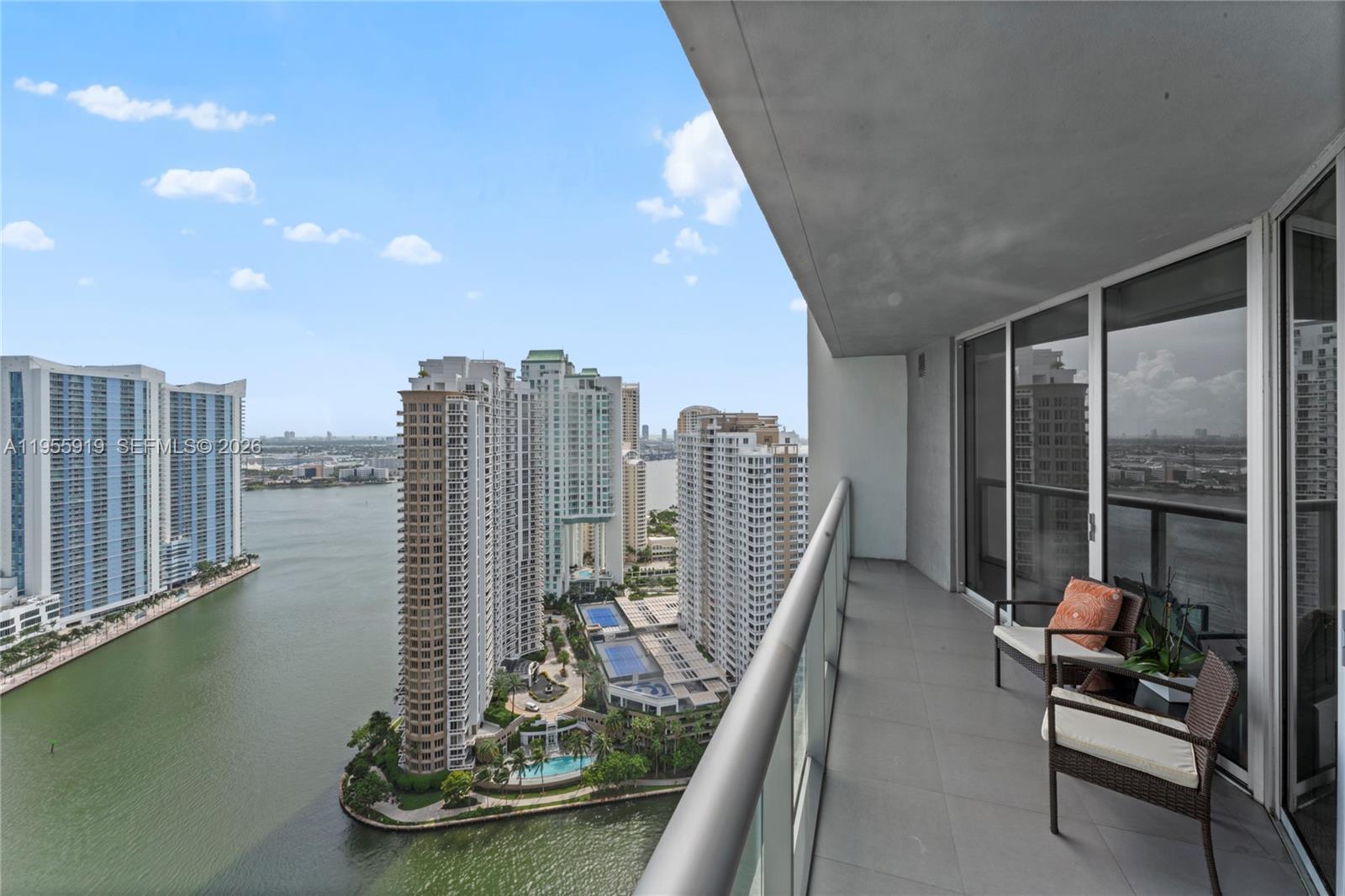 Experience luxury living in the heart of Brickell with this turn-key, high-floor modern residence. Enjoy stunning northeast-facing views of Biscayne Bay, the Atlantic Ocean, and resort-style pool deck. The unit features elegant porcelain flooring, sleek kitchen with premium SS appliances and custom cabinetry, plus an in-unit washer and dryer. Amenities include a full-service spa, 300-foot Olympic pool with towel service, oversized hot tub, state-of-the-art fitness center with classes, secure package room with lockers, on-site grocery store, EV charging stations, 24/7 security, concierge, and acclaimed restaurants. Located steps from Brickell City Centre, top dining, shopping, and nightlife, with easy access to expressways, airports, and beaches. Tenant occupied; balconies under renovation.
