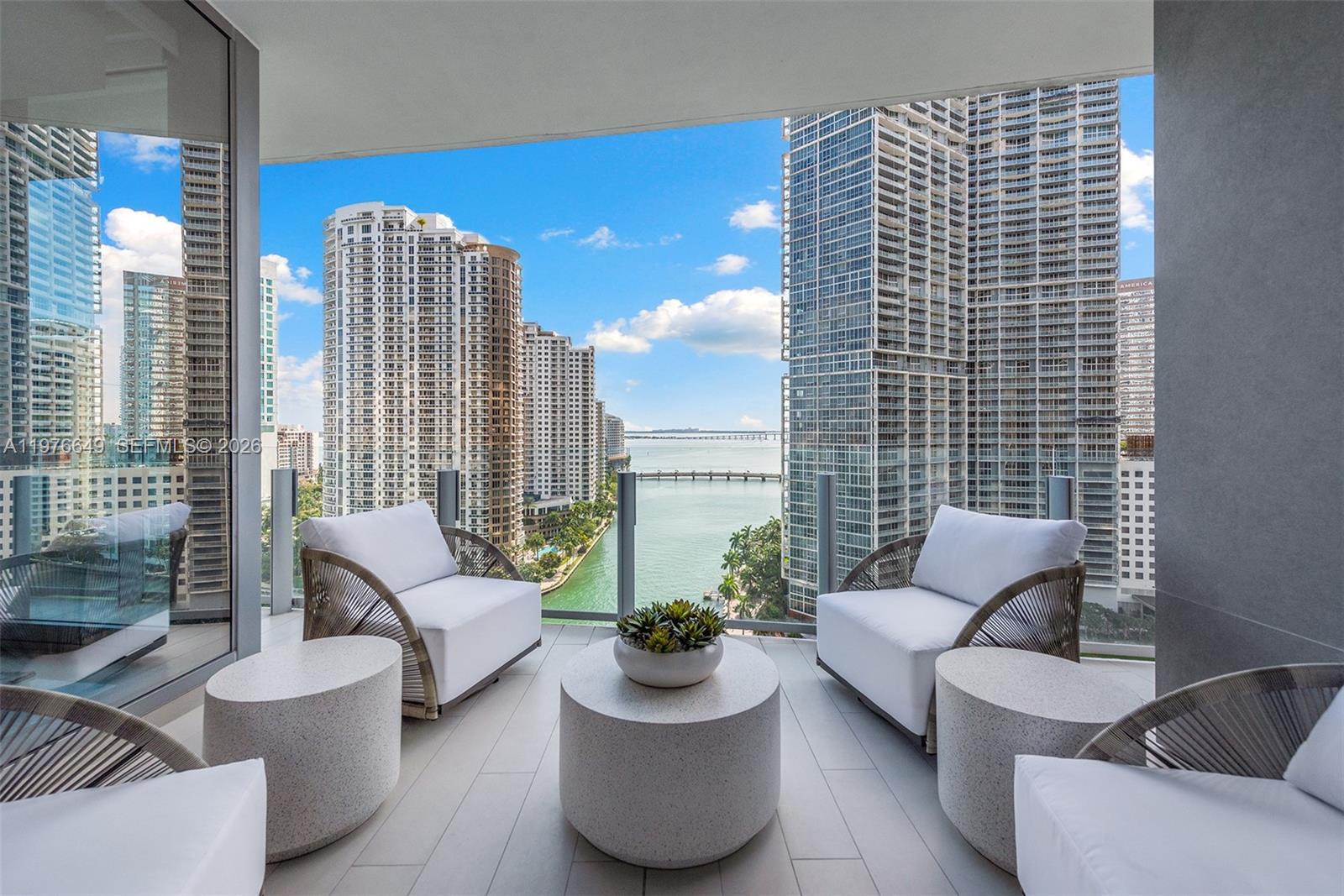 Experience exceptional waterfront living at the prestigious Aston Martin Residences Miami. This stunning 2-bedroom + den residence, thoughtfully converted into a third bedroom, offers 3.5 bathrooms and approximately 1,700 SF of elegant interior space. Offered fully furnished and turnkey with refined high-end Italian furniture, the residence showcases sleek modern finishes and breathtaking water views. A rare opportunity to own in one of Miami’s most iconic luxury towers.
