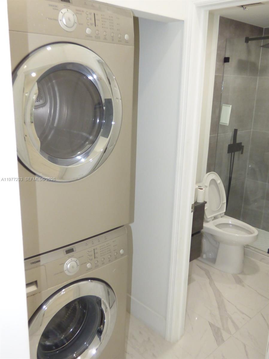 Designer master bathroom at 5643 Park Rd - Condo in Dania Beach