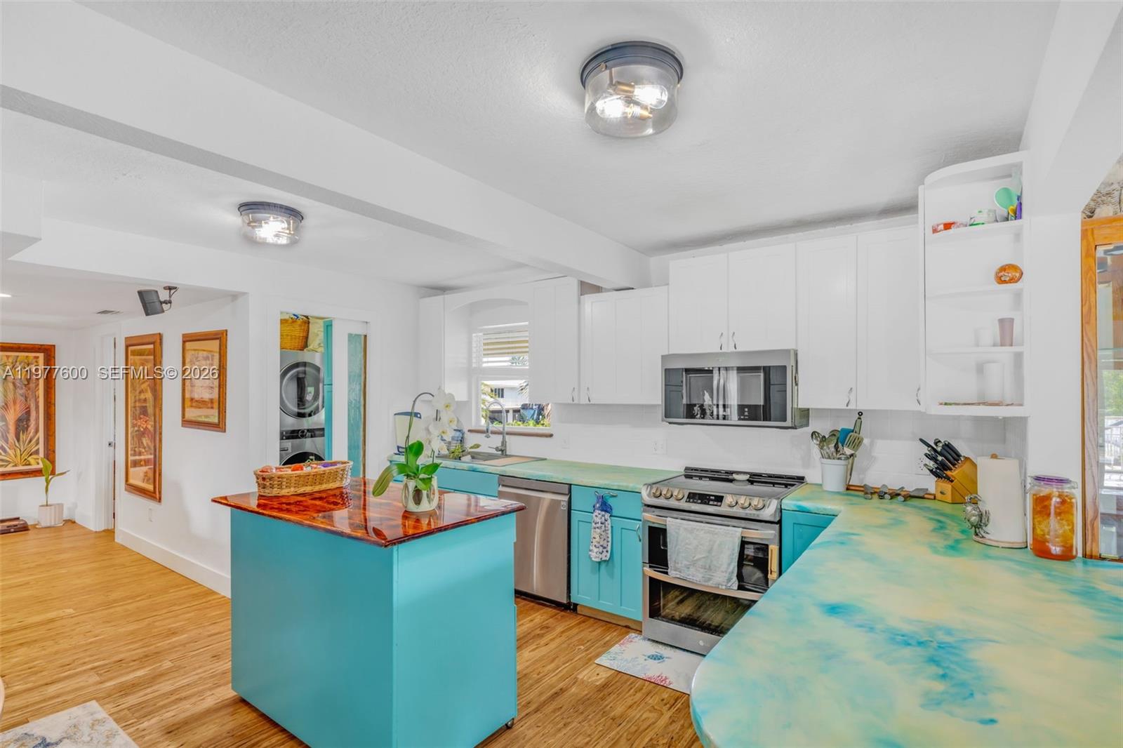 Modern kitchen with designer features at 894 Ellen Dr - Luxury Home in Key Largo