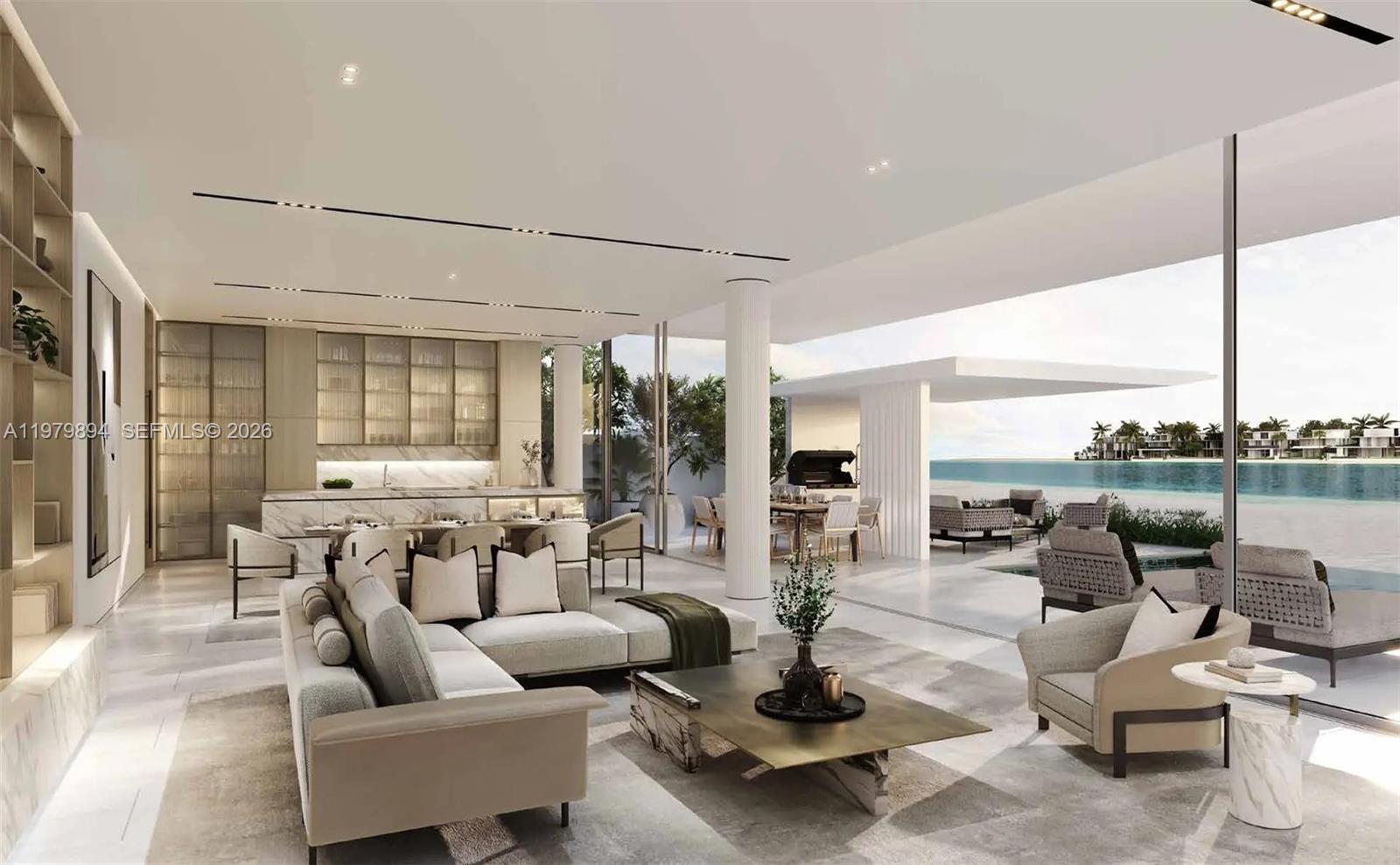 Waterfront views and dock access at 501 Palm Jebel Ali Access Road - Luxury Estate in Miami
