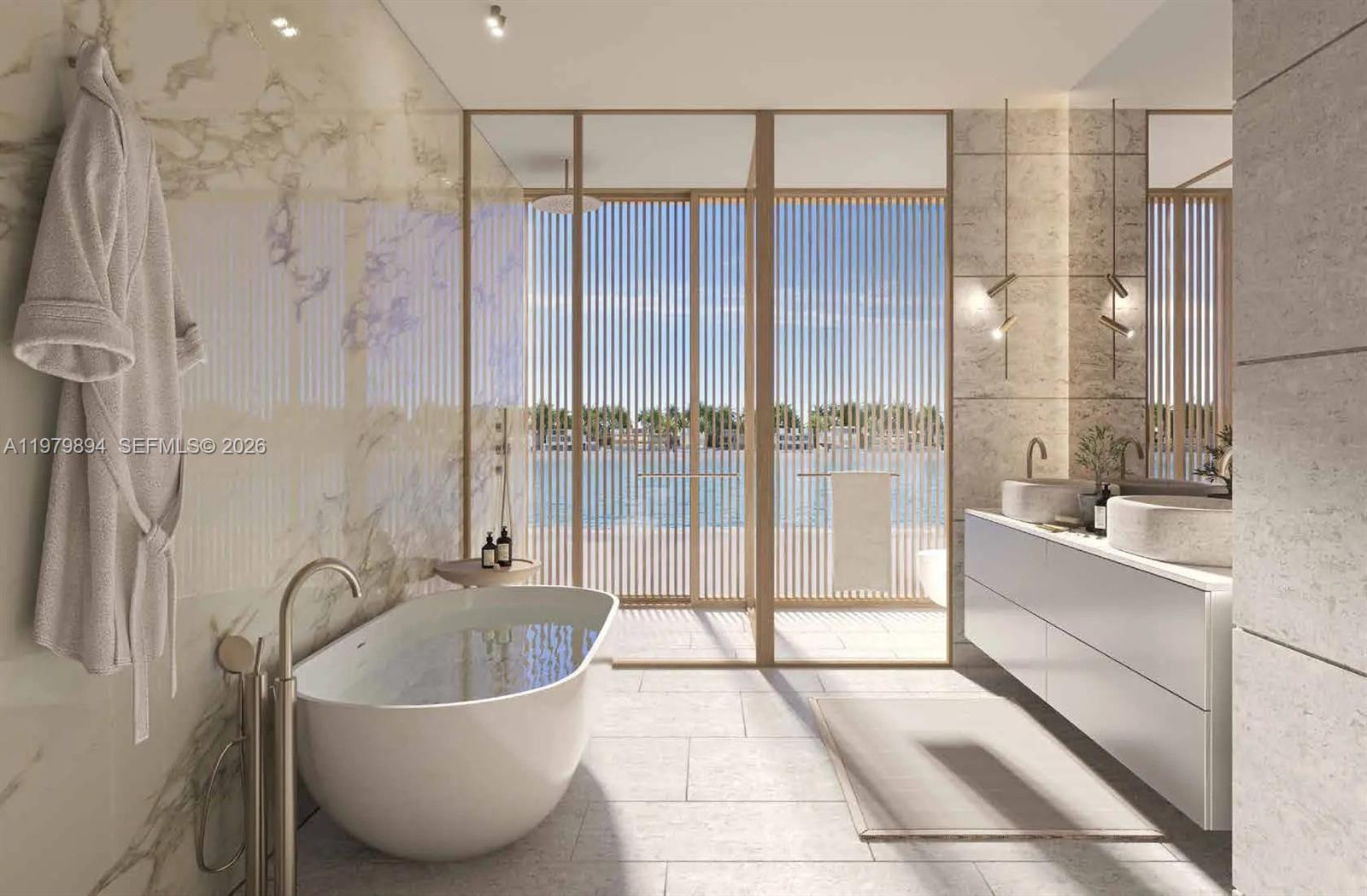 Waterfront views and dock access at 501 Palm Jebel Ali Access Road - Luxury Estate in Miami