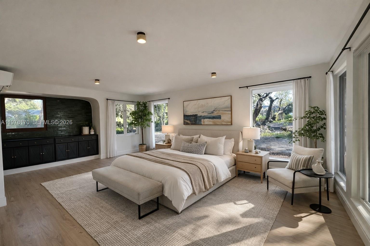Beautifully updated 4BR / 2.5BA two-story home on a lush 1.64-acre hardwood hammock with extensive parking and space for boats or RVs — a rare find in Miami. Designed by renowned architect Marion Manley, Miami’s first female architect, the home blends SoFlorida tropical and Keys-style architecture with subtle Japanese influences. It features soaring ceilings, exposed pine beams, and abundant natural light. Surrounded by native landscaping and butterfly-attracting plants (19 species observed), this property is a true nature lover’s sanctuary. Landscaping maint is included in rent. Enjoy wide canal frontage with ocean access, perfect for canoeing and waterfront living.A rare opportunity to rent a one-of-a-kind architectural home immersed in nature.