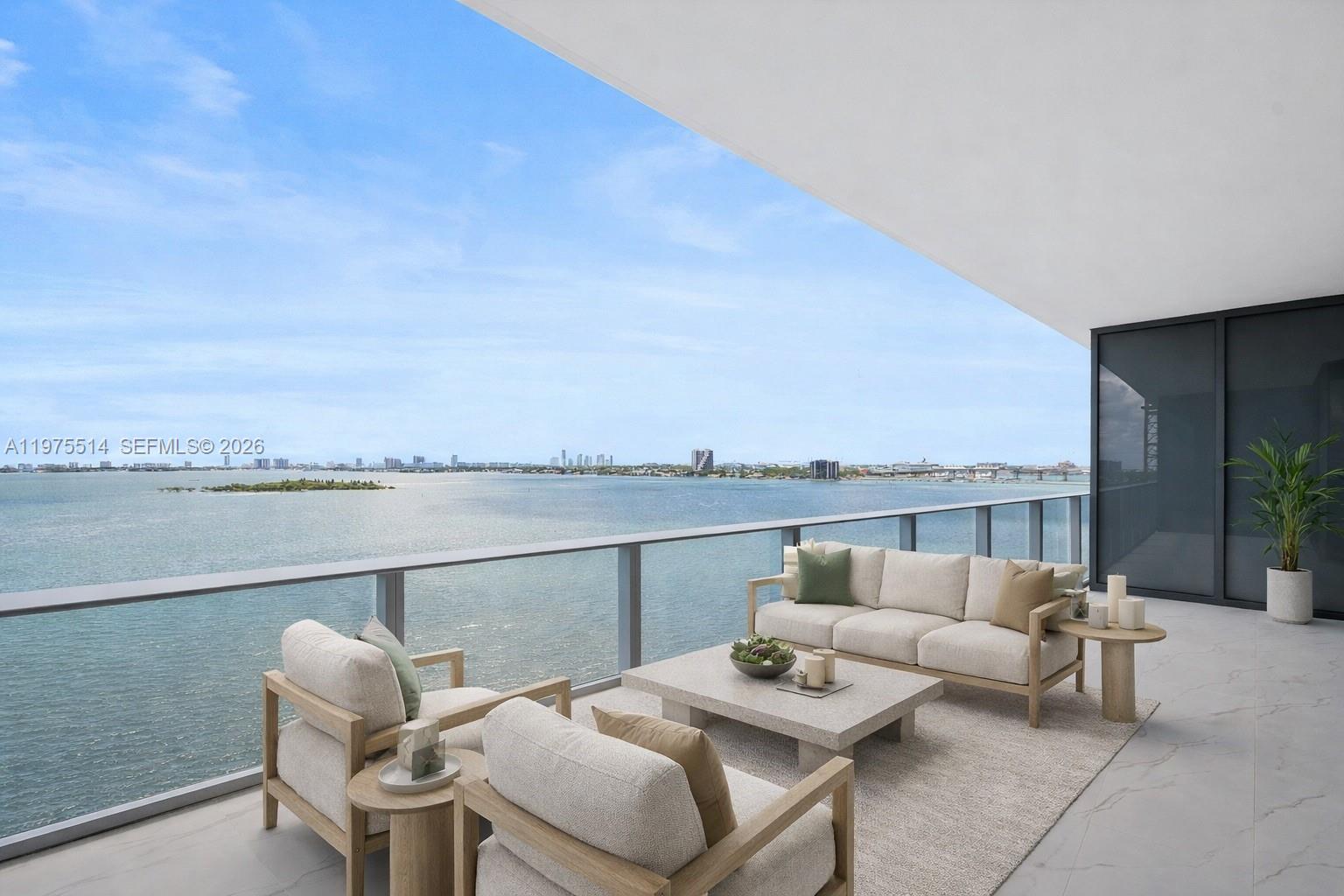 Experience luxury living at Aria Reserve in this 3-bedroom, 3.5-bath residence with a spacious den/office. Featuring a flow-through layout with private elevator and foyer, this home offers stunning views over Biscayne Bay. Floor-to-ceiling windows & a deep, wraparound terrace seamlessly blend indoor and outdoor living. The open kitchen boasts premium finishes, while each bedroom features an en-suite bath for privacy and comfort. The versatile den is perfect for a home office or guest space. Unmatched resort-style amenities, include a wellness and spa center, sports courts, fitness facilities, pools, children’s play areas, private theater, marina and a sky lobby with business lounges. Located in the heart of Edgewater, minutes from Wynwood, Design District, Brickell, and Miami Beach. ALL CLOSETS ARE CUSTOM-BUILT, WITH ELECTRIC SHADES AND BLACKOUT BLINDS INSTALLED THROUGHOUT. UNIT COMES WITH TWO ASSIGNED PARKING SPOTS.