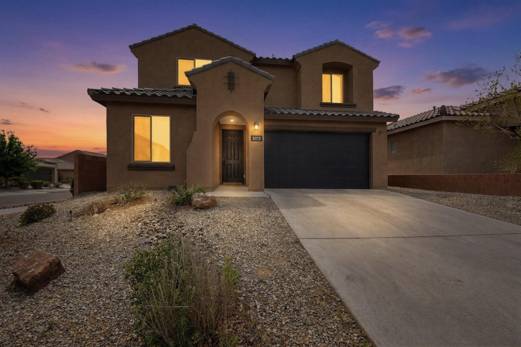 Welcome to this beautifully appointed 4-bedroom, 3-bathroom Pulte home in the Broadmoor Heights area of Rio Rancho. Positioned on an oversized corner lot, this residence offers captivating eastern views of the Sandia Mountains and a professionally landscaped backyard designed for refined outdoor living and effortless entertaining.Inside, a light-filled open-concept layout showcases a spacious living area that seamlessly connects to a sophisticated kitchen featuring stainless steel appliances, an expansive island, and generous cabinetry. Thoughtfully designed with well-proportioned bedrooms and versatile living spaces, the home offers both comfort and functionality. Ideally located near shopping, dining, parks, and local amenities.