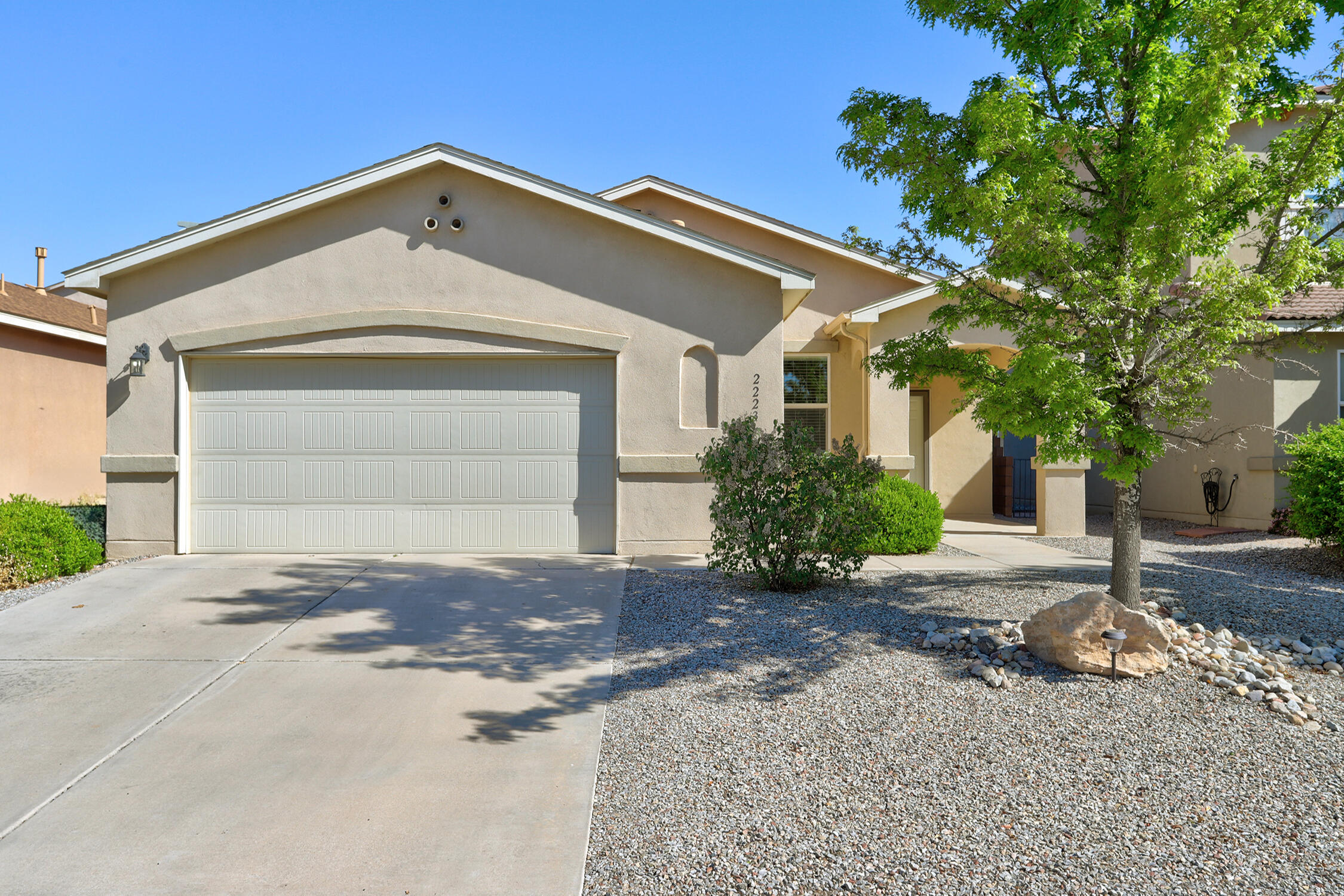 WELCOME HOME! This single-level Centex built home in Cabezon has been lovingly maintained and is ready for you to move-in! The open concept design offers great flow (living room to kitchen to dining room to beautifully landscaped backyard) ideal for family-time & entertaining. Large kitchen features 42'' cabinets; granite counter tops; counter seating; stainless appliances & large pantry!  Spacious Primary Bedroom Suite features large walk-in closet; double sinks; garden tub & walk-in shower. The dedicated office makes this home is ideal to work from home (also makes a great playroom/ tv room/ 4th bedroom). The 2 guest bedrooms are separated in a separate wing for privacy. Plus sized garage offers ability to fit larger vehicles and additional storage. Enjoy all that Cabezon has to offer.