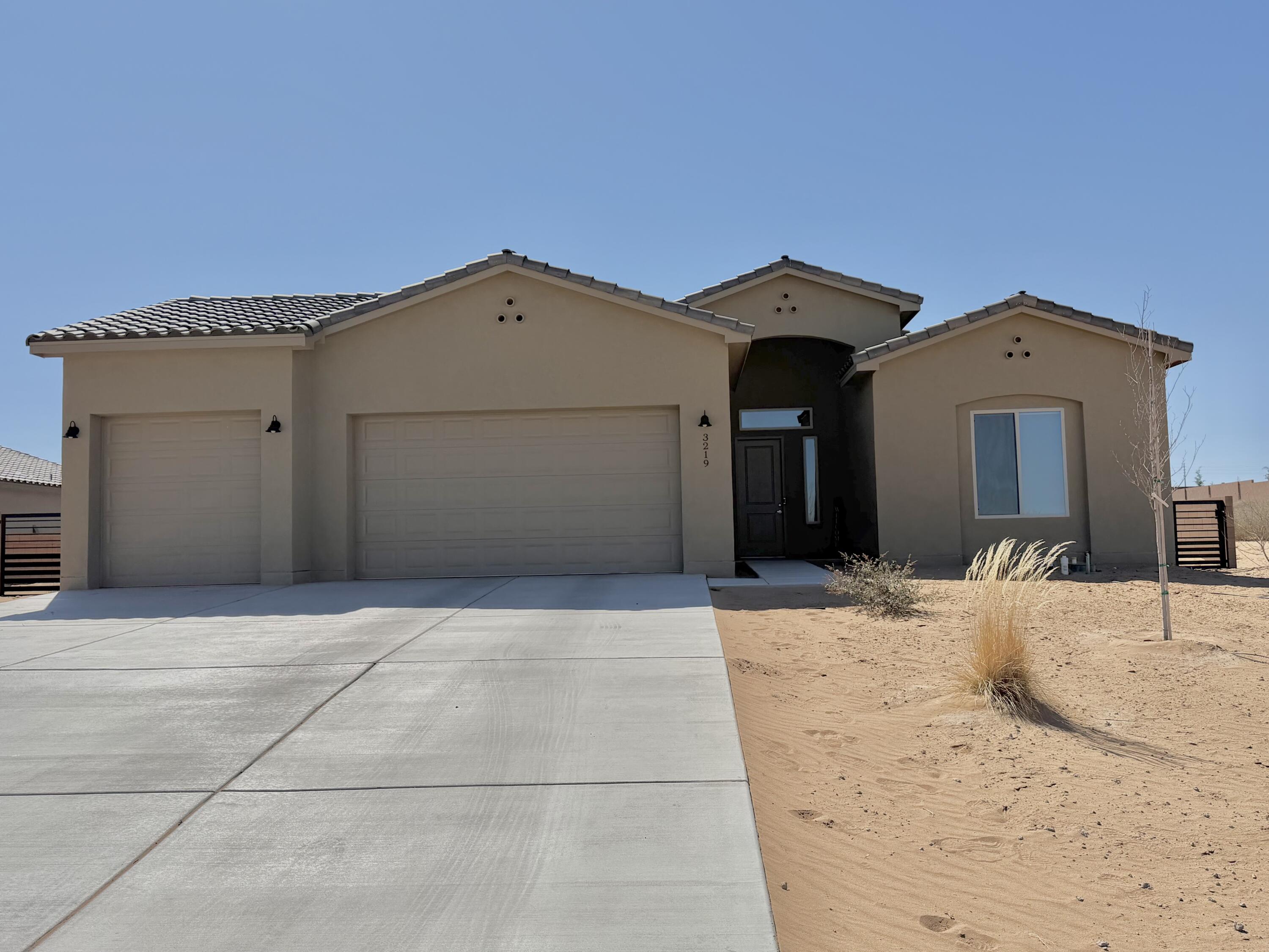 1/2 LOT, RV ACCESS, NO HOA.  Prime RIO RANCHO BEAUTY! Welcome home to this custom 3 bedroom/ plus flex room,2 bath, 3 car garage home located on a 1/2 acre lot. The Open floor plan allows for lots of entertaining. The luxury kitchen offers, custom cabinets, granite countertops boasts lots of light and is open to the large family room. The large primary bedroom offers a large primary bath that you can relax, unwind and feel at home with a full bathtub and spa like shower. The 2 other bedrooms are nice size and share the secondary bath. Don't forget the large backyard for all your toys. This home offers side access for and RV. Close shopping, restaurants, hospitals, major highways and so much more. Schedule your tour today.
