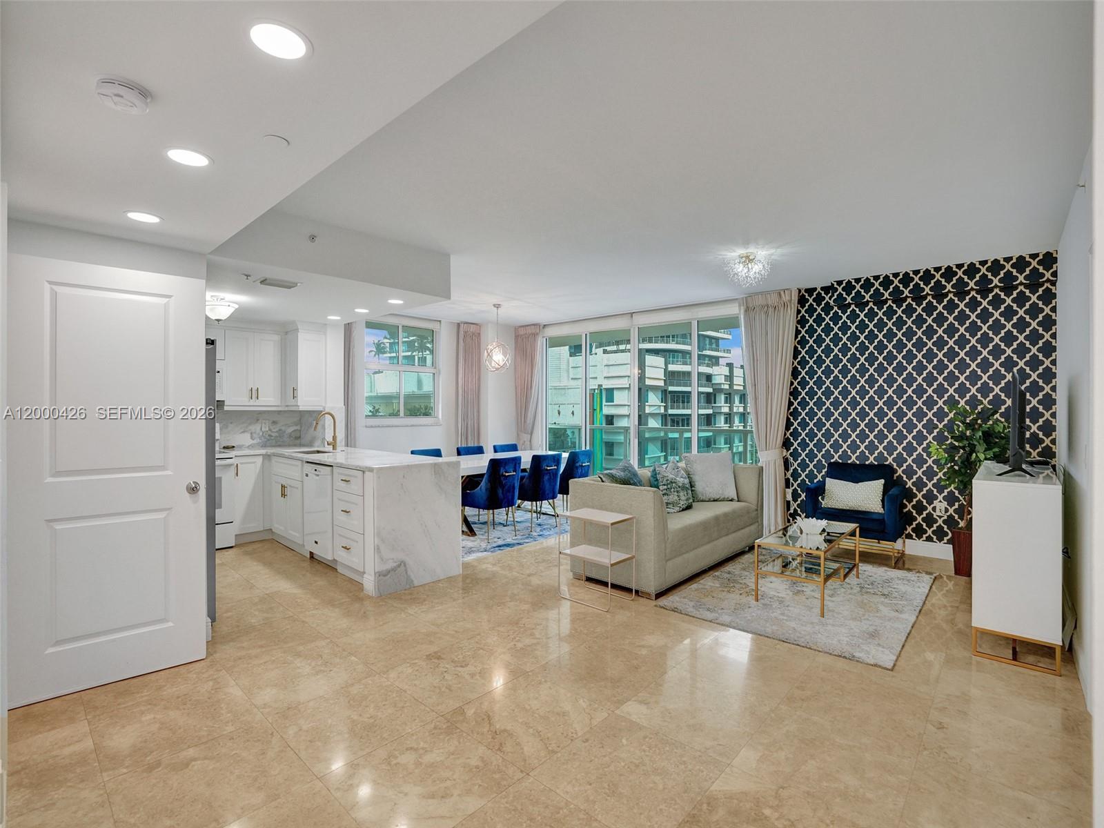 Welcome to The Vue at Brickell-- urban living at its finest! This updated, fully furnished 2-bedroom, 2-bathroomfloor plan offers modern luxury in a prime location. The 01 Line is one of the most extensive floor plans in thebuilding. Enjoy a fully-equipped gourmet kitchen, an oversized balcony with skyline and city views, and top-notchamenities, 24/7 security, and much more! Don't miss out on this opportunity to experience the best of Miami livingfor a fraction of the price. Call or text the listing agent to schedule a showing. Basic Internet, Basic Cable, water, sewer/trash, & one assigned parking space are included in the rent. Additional parking space is available for a fee. Virtual Tour available upon request