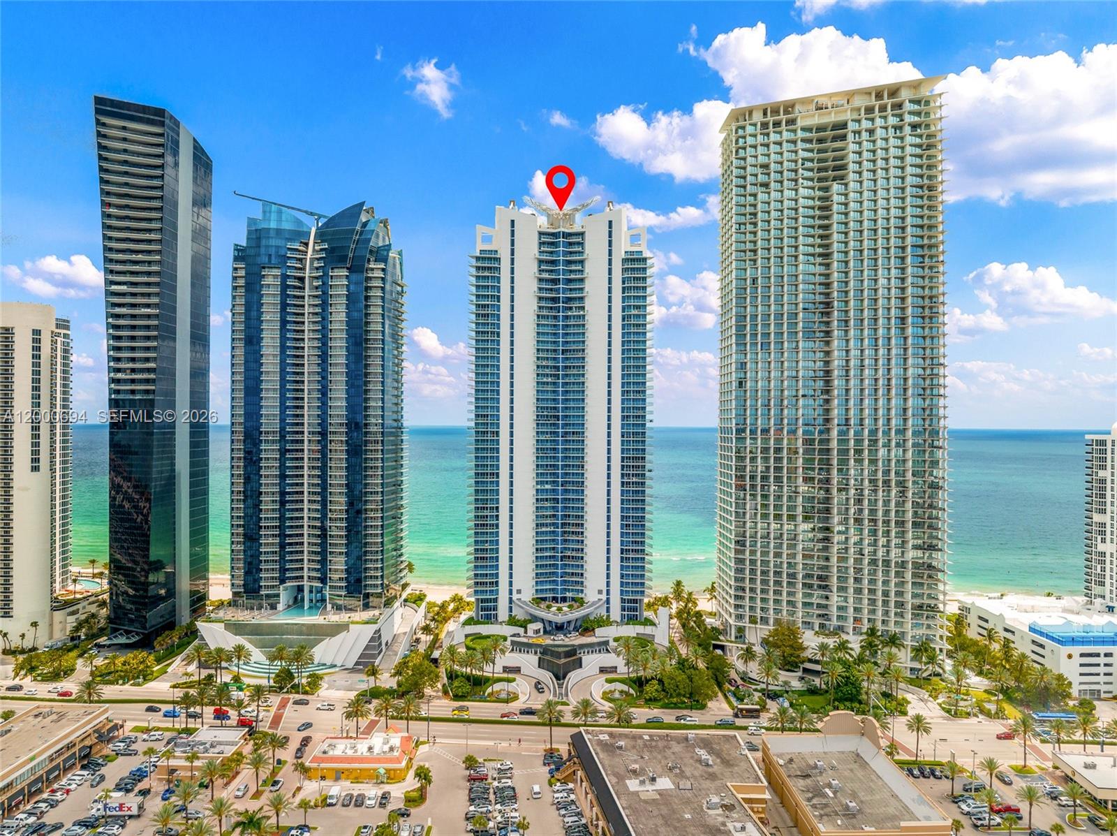 Beautifully cosmetically redone 1 Bedroom + Den, 2 Bathrooms residence with 2-car garage at Jade Beach, featuring stunning panoramic ocean views. This 1,110 SF unit offers marble floors, a sleek Italian kitchen, new washer & dryer, and a brand-new A/C. Floor-to-ceiling windows fill the space with natural light, plus a semi-private elevator for added privacy. Resort-style amenities include oceanfront pools, beach club, spa, fitness center, concierge, valet & more. Very motivated seller. Tenant is month-to-month and moving out August 1st. Perfect as a luxury residence or investment opportunity.