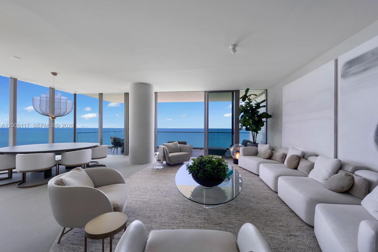 Luxury oceanfront living reaches new heights in this stunning half-floor corner residence designed by Enrique Norten. Nearly 3,000 square feet of pristine, never-lived-in space curated by Artefacto features three bedrooms, three and a half bathrooms, a media room, and two expansive terraces with sweeping ocean and sunset views. A private elevator opens to Boffi kitchens, Gaggenau appliances, and elegant B&B Italia bathrooms. Resort-caliber amenities include sunrise and sunset pools, full-service beach, spa, and Minotti-designed lounges. Minutes from Shell Bay Club, Aventura Mall & Bal Harbour Shops— this is brand new luxury at truly remarkable value.