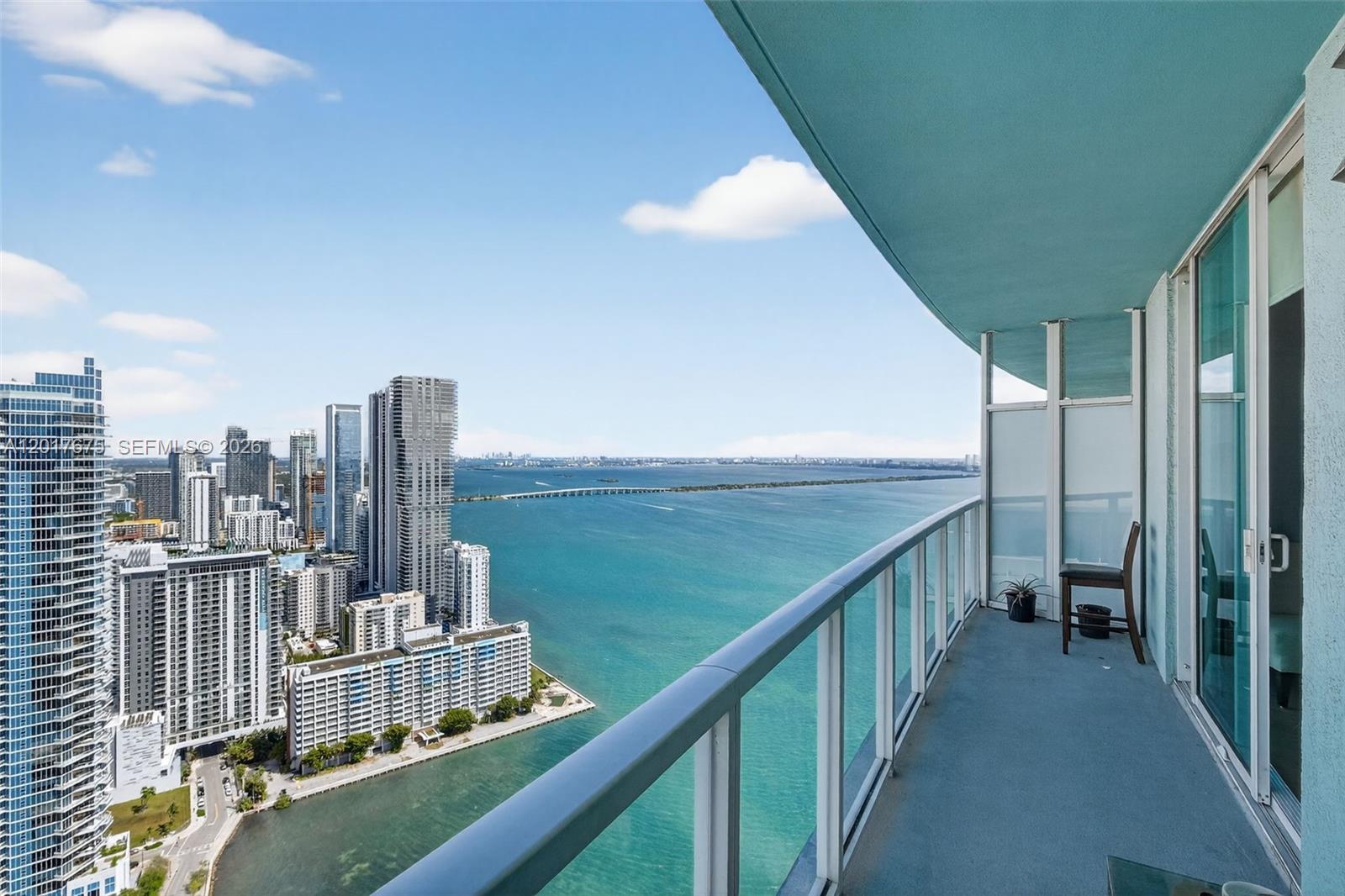 Beautiful high-floor residence with breathtaking bay and skyline views in one of Edgewater’s most desirable waterfront locations across from Margaret Pace Park. The secondary room is configured as a den/flex space and is ideal for use as a guest room, office, media room, or additional sleeping area. Unit includes installed privacy and blackout shades, 1 assigned parking space, private storage unit, and the ability to obtain an additional parking space for a nominal monthly fee. Resort-style building amenities include multiple pools, fitness center, sauna, jacuzzi, valet, 24-hour front desk, and more.