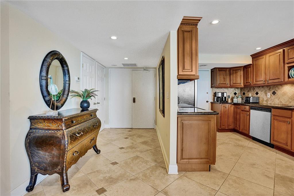 All corner apartments have a double door entry. There are two closets as you enter, to the right of the mirror.