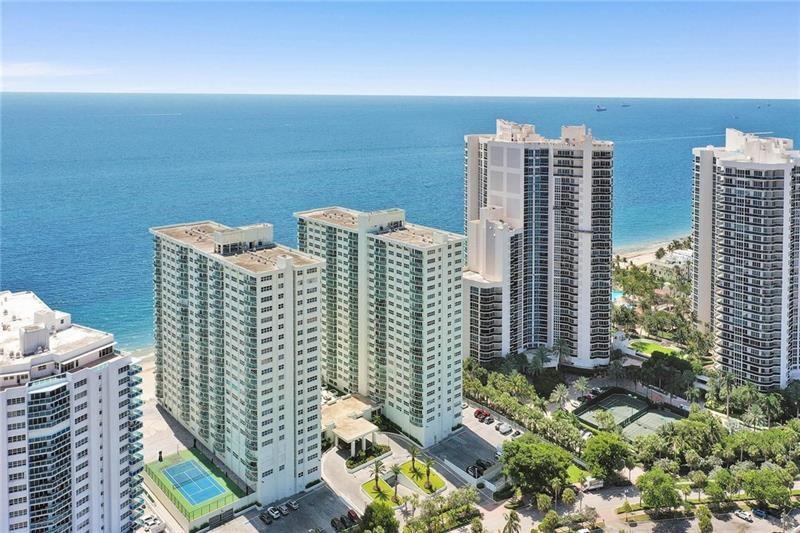 Southpoint; the two high rise towers green in the middle. The south tower, 3400 Galt Ocean, is on the right. The lobby connects the south tower to the north tower, 3410 Galt Ocean. Our pool is between the two towers, and the tennis court is to the left of the north tower.