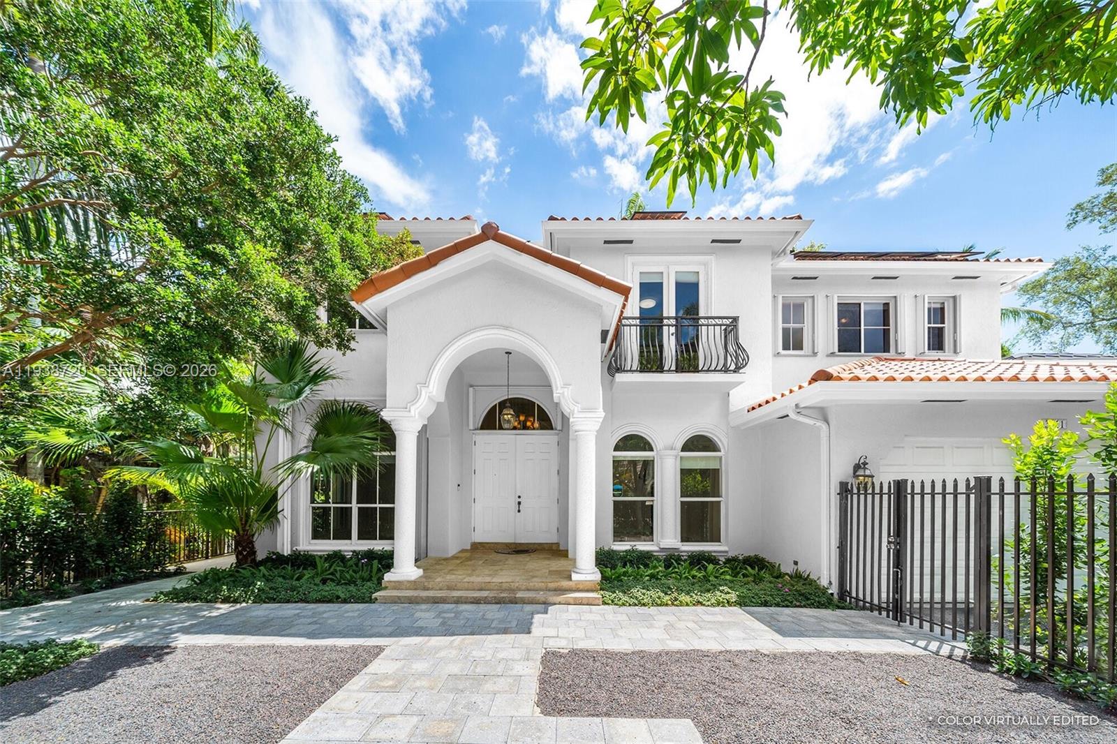 Rarely available 5BD retreat on quiet Coconut Grove cul-de-sac! Elevated and beautifully upgraded, this light-filled home features soaring 11'–20' ceilings, marble and refinished hardwood floors, and an entertainer’s layout. The first floor offers living and dining areas, a spacious family room, and an open kitchen with new appliances, a wine cooler, and a breakfast nook—plus 1BD, laundry room, and 2-car garage. Upstairs, unwind in the primary suite with dual walk-in closets, a spa-style bath, and a private terrace—plus 3 more BDs. Enjoy a lush backyard with a heated, salt-chlorination pool and jacuzzi, and a fantastic mango tree. Solar-powered with an EV charger, 2 Tesla walls, 2-zone A/C, and more. Steps to Coconut Grove schools, parks, and marinas—minutes to downtown and beaches.