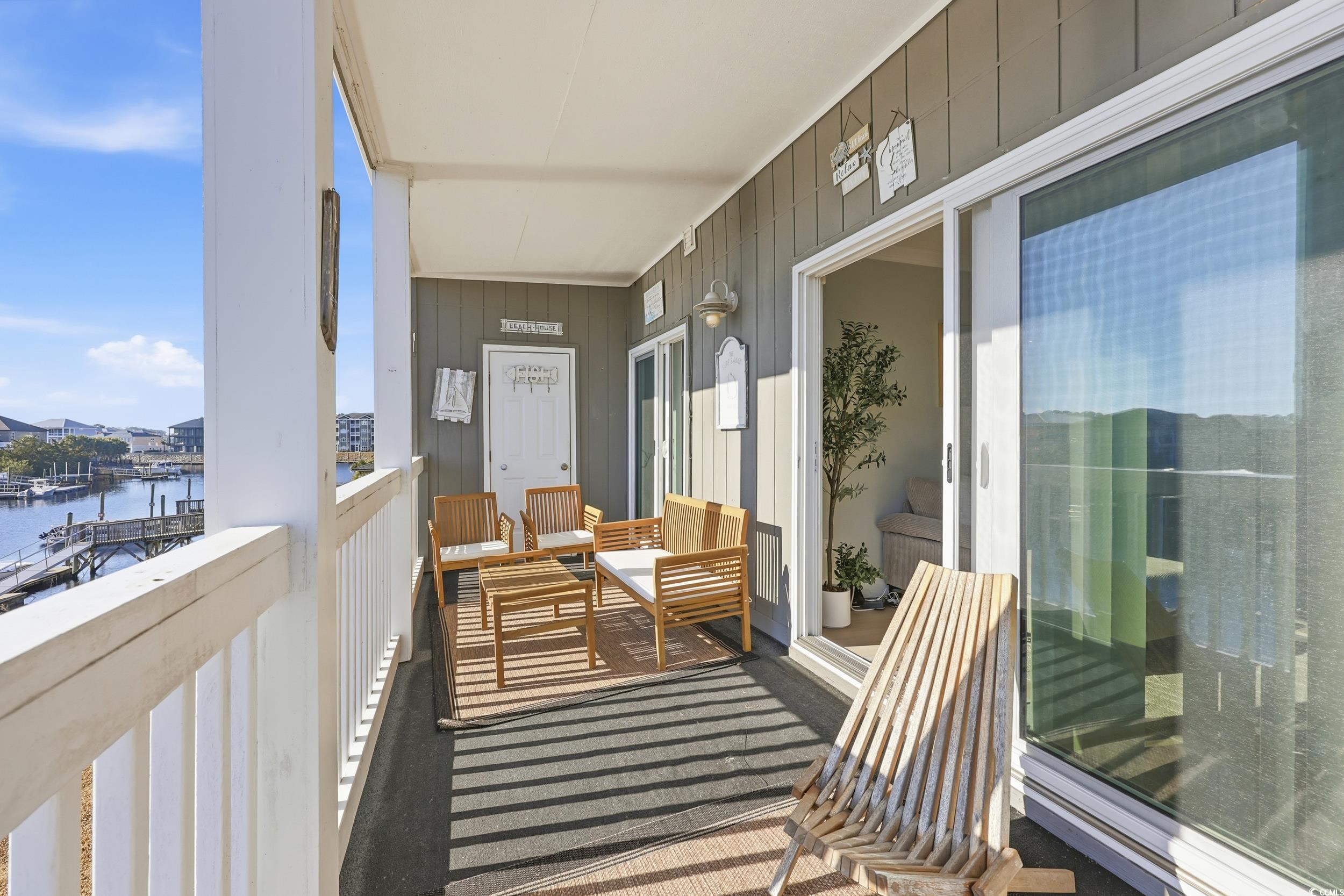 Balcony with a water view