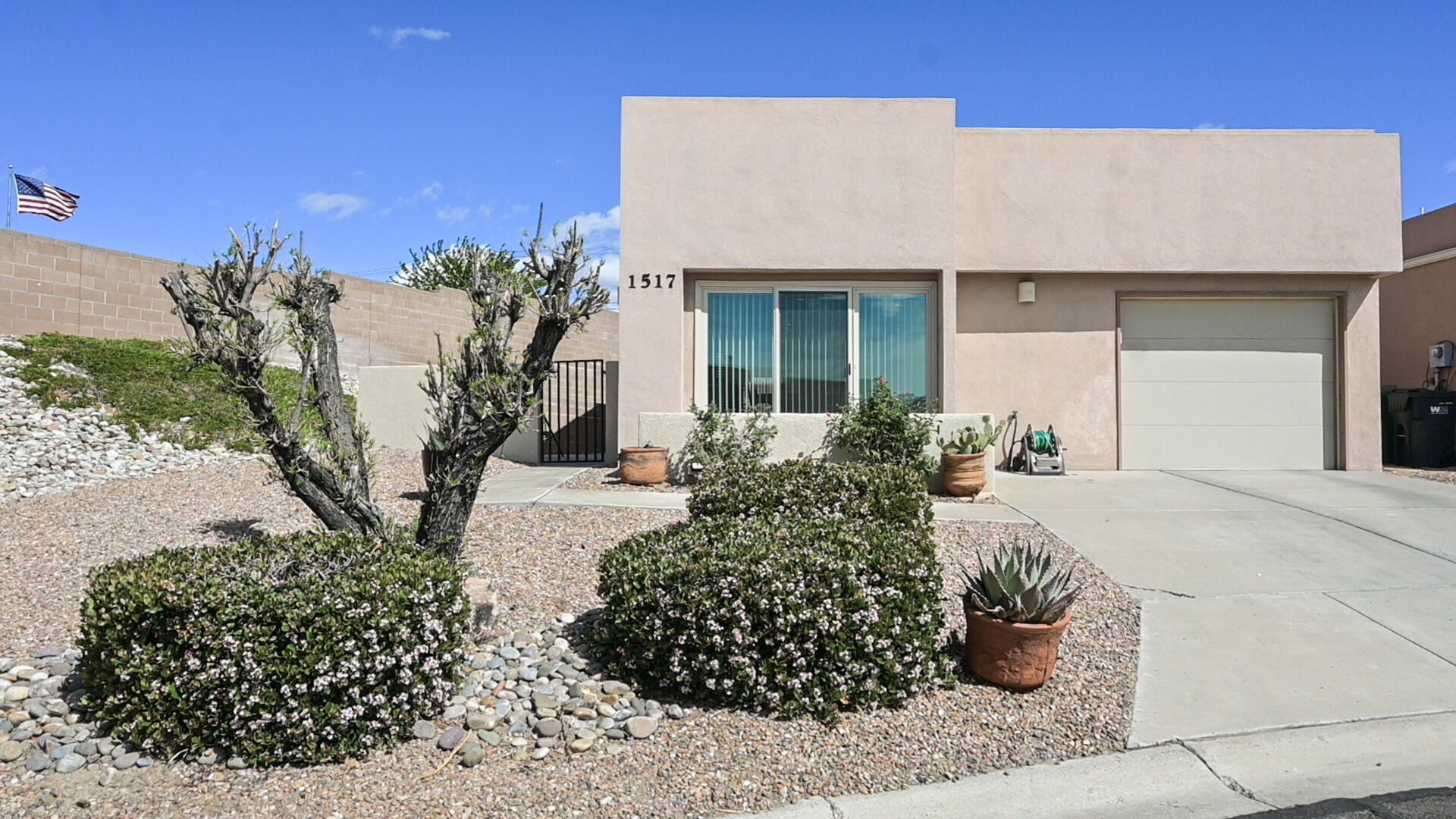 Welcome to this charming 3 bedroom, 2 bath home located in the desirable Sara Meadows Gated Community. Step inside to your quiet retreat. Natural light floods the home while you enjoy the functional kitchen with ample counter and storage space. All bedrooms are complete with a sliding door to the backyard patio, providing low maintenance backyard designed for easy upkeep, fully walled backyard ideal for relaxing. Prime location just minutes from Albuquerque, the charm of Corrales and its local markets, Intel, restaurants, shopping and trails.