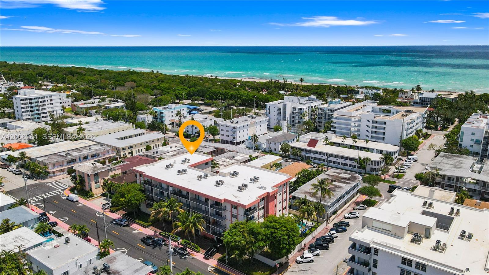 Outstanding and rare opportunity to own a top-floor corner 2BR/2BA residence in a private separate tower — offering unmatched privacy with no direct neighbors, just half a block from the beach in Miami Beach's coveted North Beach neighborhood.This exceptional home radiates natural light throughout, featuring elegant flooring, impact windows and doors and updated air conditioning. The well-appointed kitchen showcases granite countertops and a generous layout ideal for everyday living and entertaining. The serene primary suite offers a private en-suite bath and spacious walk-in closet. A private balcony seamlessly connects the living room and second bedroom — the perfect setting to savor ocean breezes and breathtaking open-air moments. A dedicated laundry room adds effortless convenience.Step outside and enjoy direct access to the sand, the beloved Beachwalk, 32-acre North Shore Oceanside Park, the iconic Bandshell and North Beach's finest shops and restaurants. Minutes to the luxury of Bal Harbour, Surfside and Sunny Isles Beach.The well-maintained building impresses with an updated roof, elevator, new balcony railings, completed certifications, healthy reserves, pool and parking — offering true peace of mind.Perfect as a primary residence, vacation retreat or income-producing investment. A must-see!!!