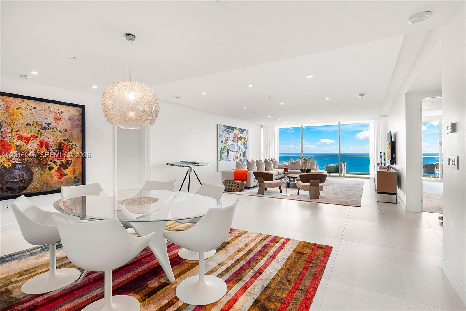 Beautifully appointed and elegantly modern, this spacious 2 bed + den split floor plan is ideal for families and for entertaining. Every room enjoys privacy and uninterrupted ocean views with access to the oversized oceanfront terrace that boasts 10-foot depths and a seamless transition between the indoor and outdoor living spaces. The chef's kitchen is outfitted with Gaggenau appliances and a large cooking island, and the bathrooms are adorned with Calacatta marble. Live Oceana's unparallel lifestyle where residents enjoy a private restaurant, two pools, two clay tennis courts, state-of-the-art spa and fitness facilities, pet spa, cinema and much more! Ideally located just steps away from the Bal Harbour Shops and its multitude of dining options!