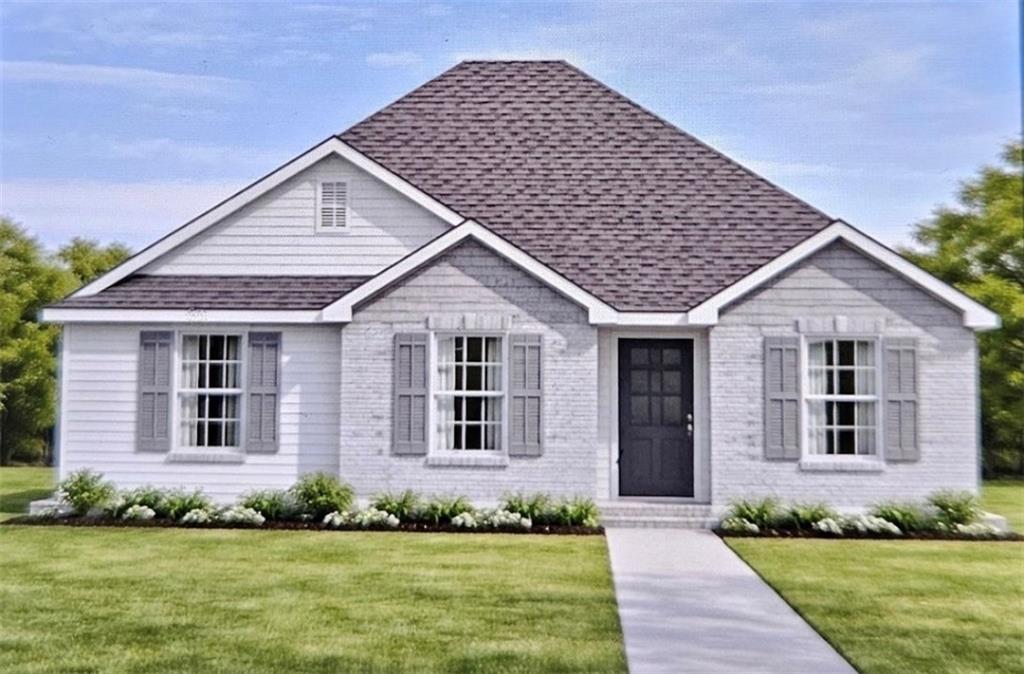 STOP LOOKING- HERE IT IS!! BLUE RIBBON SCHOOLS! NEW CONSTRUCTION ESTIMATED COMPLETION JUNE/JULY 2026  4 BEDROOM- ENERGY EFFICIENT CONSTRUCTION!! NO HOA - NO FLOOD INSURANCE REQ- LARGE REAR YARD! Offers a stunning floor plan w/upgraded features- Beautiful colors throughout. The kitchen is a highlight, featuring a GE appliance package, quartz countertops, and an oversized single-serving style island. Energy efficient, offering low utility bills and NO water or Sewer bill. Interior is filled with lots of natural light, crown molding, cased-in windows, and maintenance-free flooring! Spacious owners suite with large walk-in closet and dual sinks. The covered rear patio completed with TV hook ups, and spacious rear yard make it perfect for hosting backyard gatherings. Additionally, the home comes with a Louisiana Home Warranty and Termite Contract for added peace of mind.
