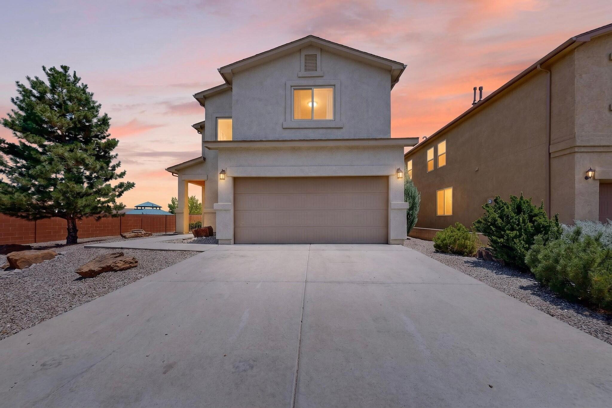 Beautifully maintained former DR Horton model home situated on a desirable corner lot next to the neighborhood park!This charming,  two-story home features 3 bedrooms, 2.5 bathrooms, and a versatile upstairs loft. The kitchen offers granite countertops, a stylish backsplash, stainless steel appliances, and a new microwave. Recent updates include fresh interior paint and new luxury vinyl flooring throughout, replacing carpet. Enjoy fully landscaped front and back yards with a drip irrigation system and a finished garage. Conveniently located with easy access to I-40 and I-25, and just minutes from shopping, dining, and everyday conveniences. Don't miss this move-in-ready home in a peaceful, desirable neighborhood!
