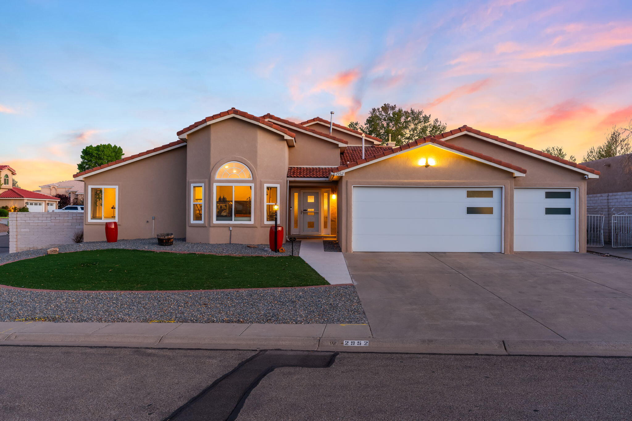Step into this spacious awesome four bedroom home which has been professionally remodeled from top to bottom.  Single story home with two living areas, extra flex room, 3 car garage, side yard access, separate RV driveway and parking, large corner lot.  Recent upgrades include:  HVAC, completely remodeled kitchen with center granite island and modern cabinetry, top-grade appliances, contemporary finishes in each bathroom, insulated garage doors, extra storage in garage and work bench area, exterior stucco, custom master closet, open floor plan and high vaulted ceilings.  Front and back yard have zero landscaping.Great neighborhood and excellent location in the desirable Gleneagles Sub'd close to the high school, shopping and other retail outlets.