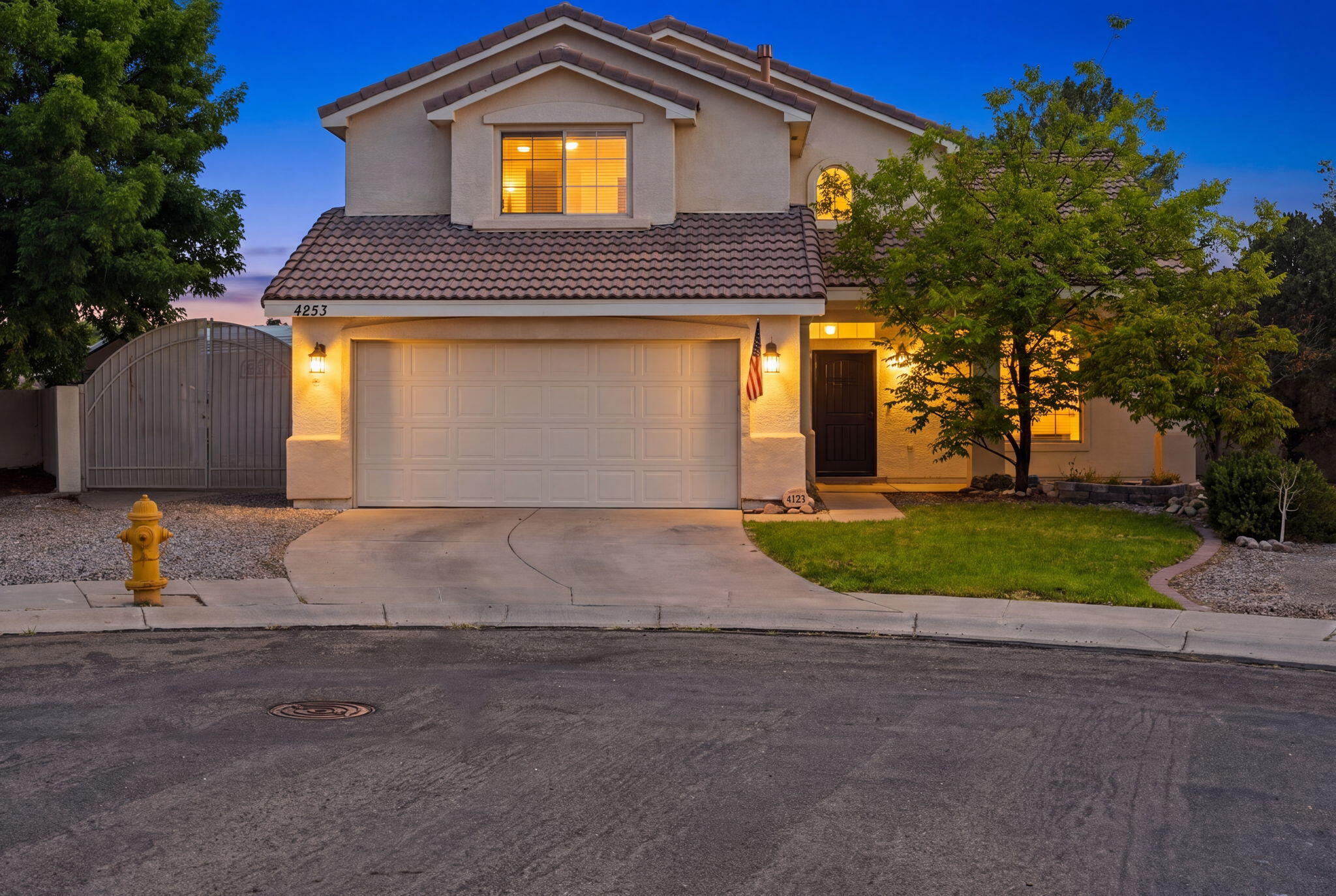 Welcome to the highly coveted Seven Bar neighborhood, offering convenient access to both Albuquerque and Rio Rancho, along with nearby parks, walking paths, and trails. Tucked away at the end of a quiet cul-de-sac, this home boasts breathtaking views from its two-tiered backyard and private balcony; an ideal spot to enjoy Balloon Fiesta season. Inside, you'll be greeted by vaulted ceilings, abundant natural light, and a flexible floor plan featuring multiple living areas and a bedroom on the main level. Stay comfortable year-round with refrigerated air, and take advantage of the side yard complete with an RV electrical hookup. The spacious covered patio and private backyard with no rear neighbors create the perfect setting for outdoor entertaining, relaxing, and taking in the views.